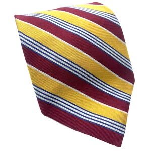 Brooks Brothers Makers Mens 100% Silk Tie Gold Maroon Red Striped Necktie CHIEFS